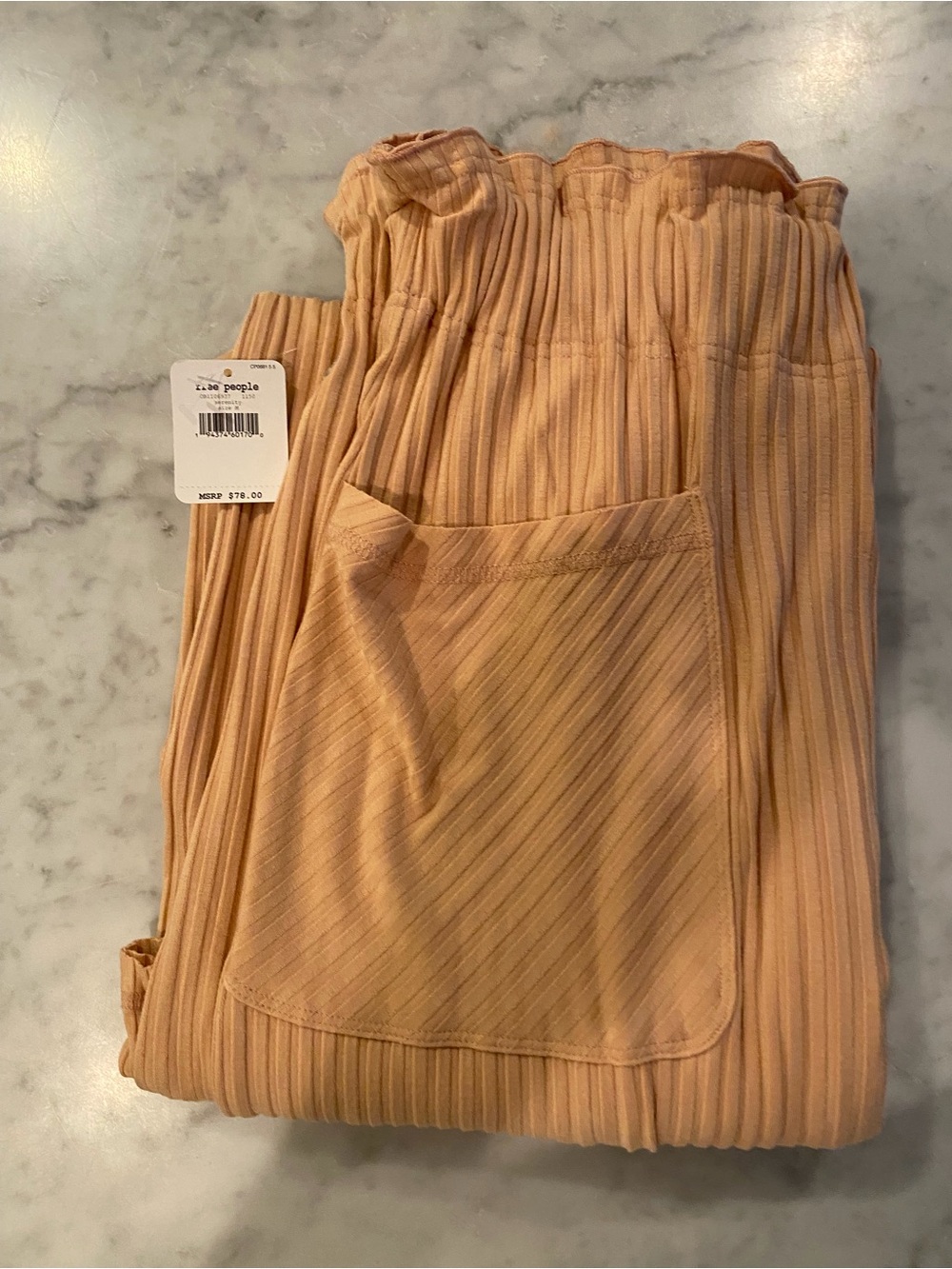 Free People Movement Serenity Ribbed Wide-Leg Pants in Peach - Picture 5 of 5